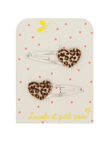 BARRETTES COEUR LEOPARD